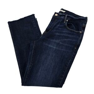 Levis 505 Straight Leg Jeans Dark Wash Raw Hem Denim Womens Size 12